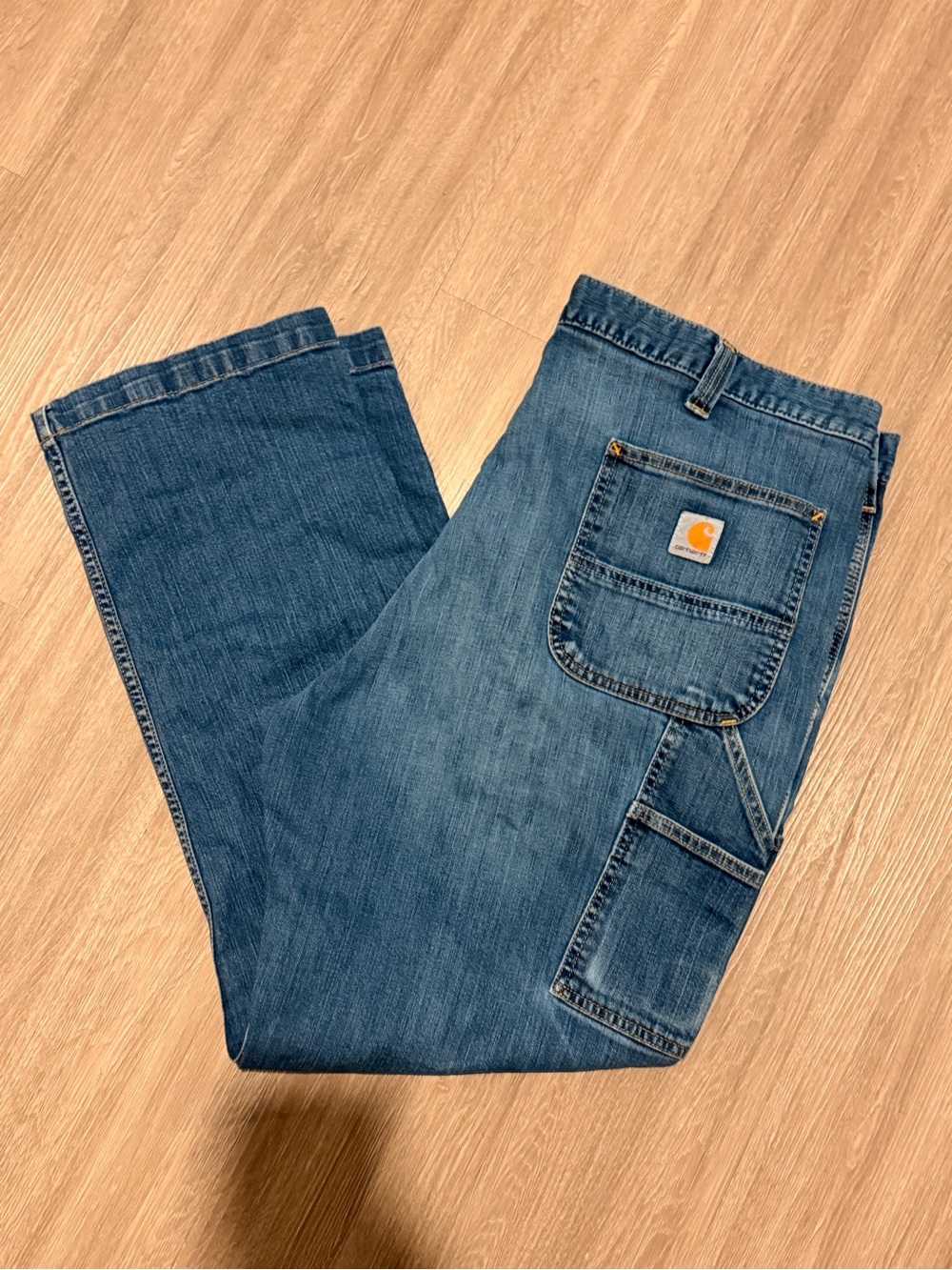 CARHARTT 42x30 Men Pant Carpenter Blue Jeans Denim B237 DST Dungare Fit Cotton